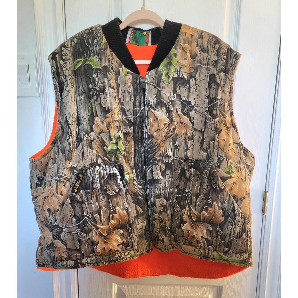 Vintage Golden Retriever Real Tree Vest Reversible Orange Camo Rare Hunting